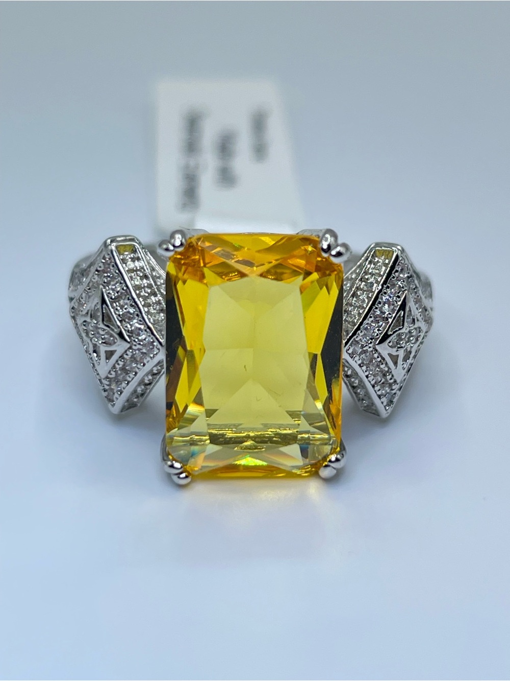 Swarovski Crystal Elements Yellow Swarovski Crystal Art Deco Statement Ring Sz 9